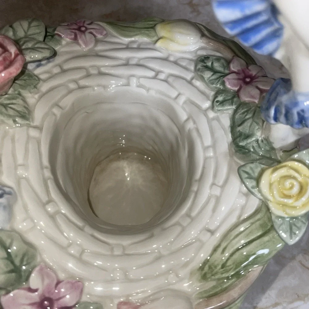 Vintage Fitz &‎ Floyd Bunny & Hallow Ceramic Basket Sprint Easter Flower Collect
